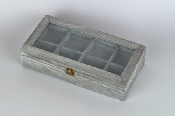 Drevená krabička na čaj 8 priehradok 31x16x7cm