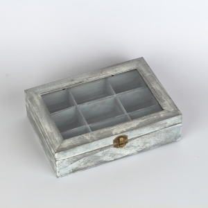 Drevená krabička na čaj 9 priehradiek 24x18x7cm 