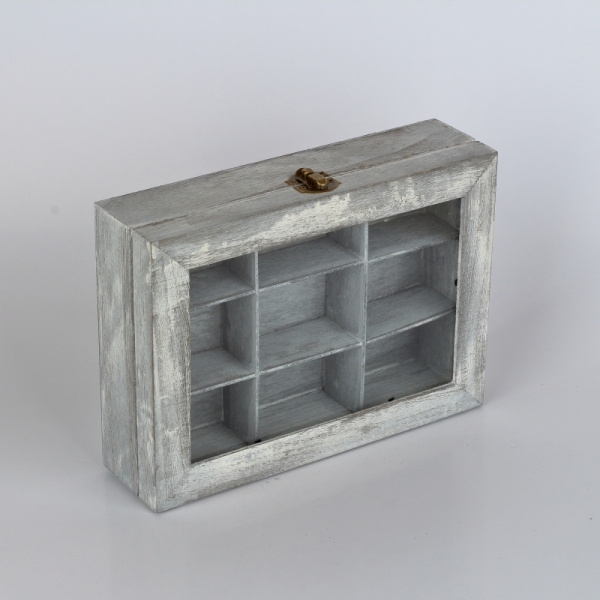 Drevená krabička na čaj 9 priehradiek 24x18x7cm