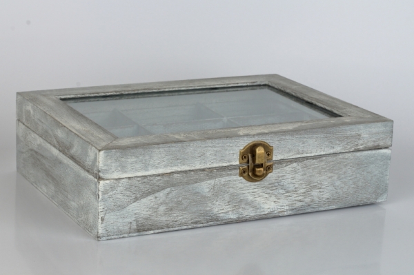 Drevená krabička na čaj 9 priehradiek 24x18x7cm