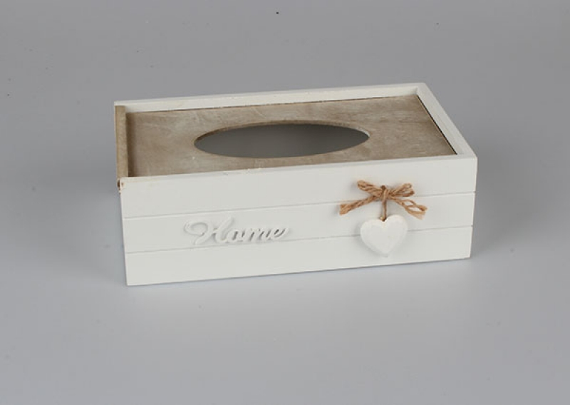 Drevená krabička na vreckovky biela Home 26x15x8,5cm