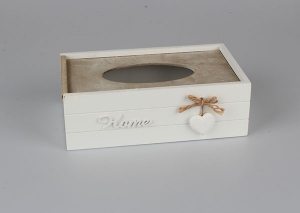 Drevená krabička na vreckovky biela Home 26x15x8,5cm