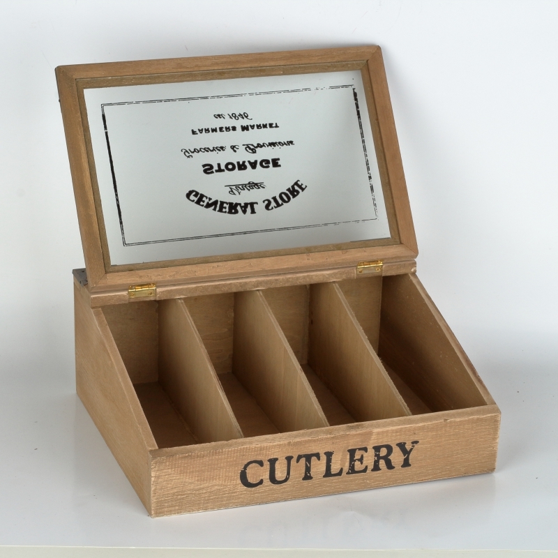 Drevená krabička na príbory 12x30x25cm