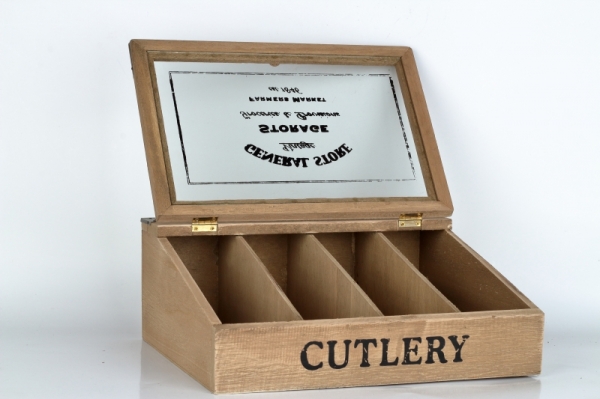 Drevená krabička na príbory 12x30x25cm