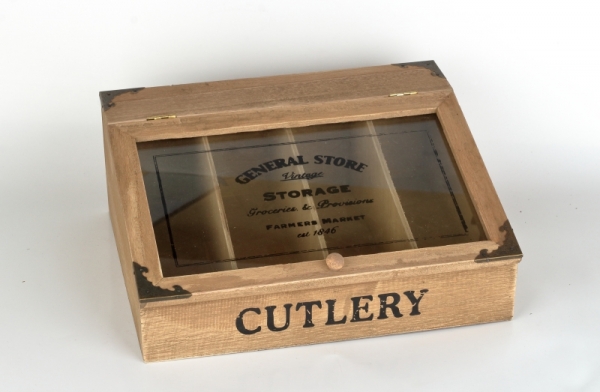 Drevená krabička na príbory 12x30x25cm