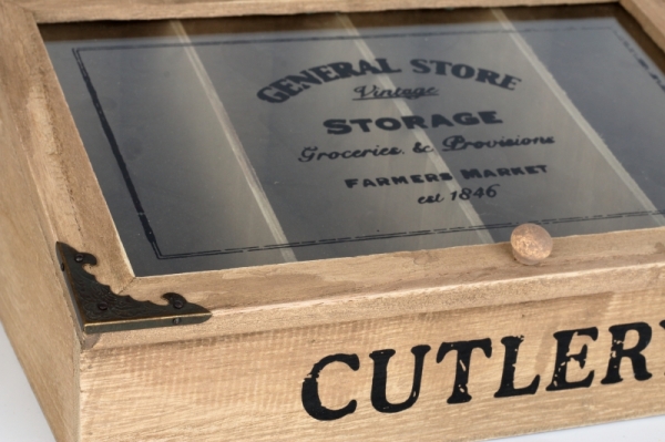 Drevená krabička na príbory 12x30x25cm