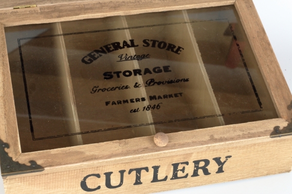 Drevená krabička na príbory 12x30x25cm