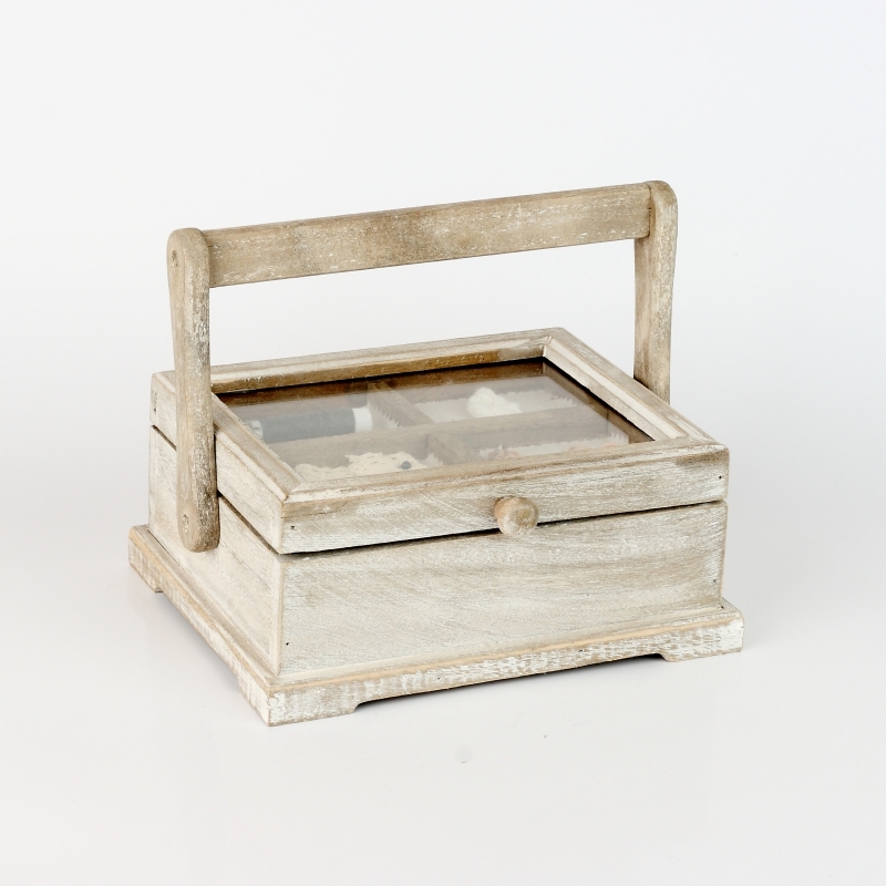 Drevená krabička na šijacie potreby 24x22x10cm