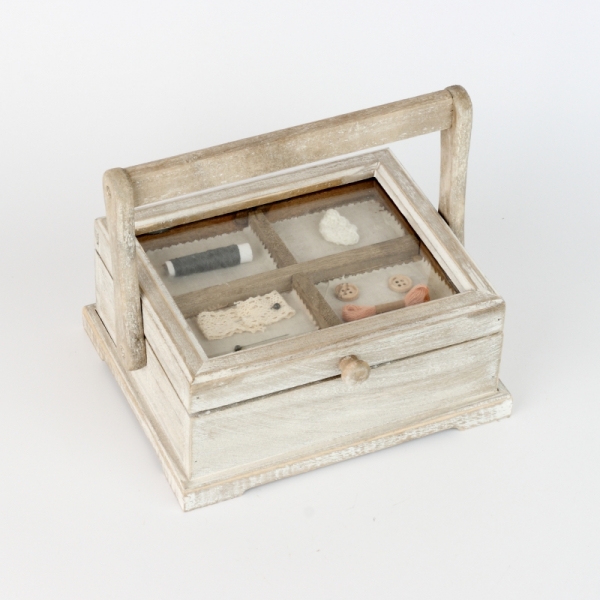 Drevená krabička na šijacie potreby 24x22x10cm