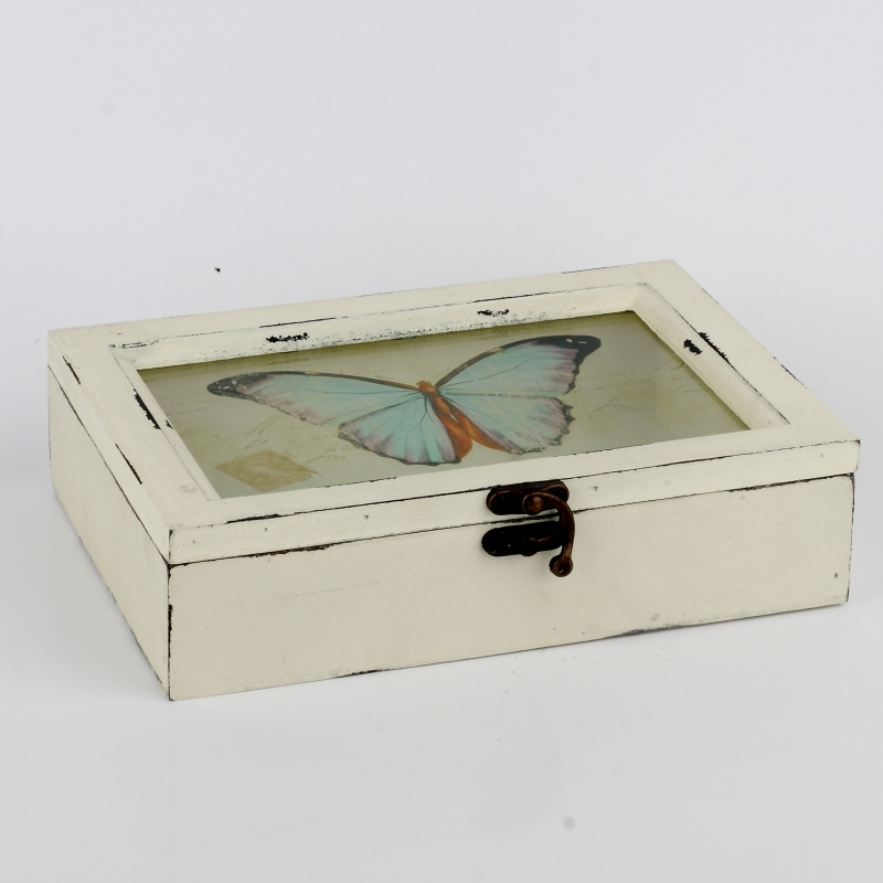 Drevená krabička s motýľom 23x17,5x6cm