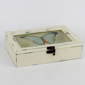 Drevená krabička s motýľom 23x17,5x6cm