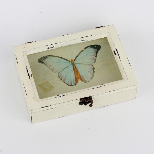 Drevená krabička s motýľom 23x17,5x6cm