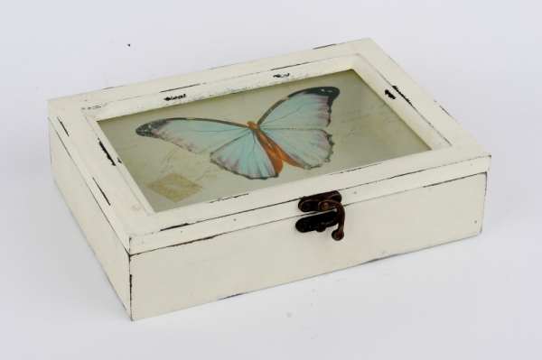 Drevená krabička s motýľom 23x17,5x6cm