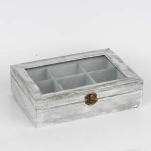Drevená krabička s patinou na čaju 24x17x6cm
