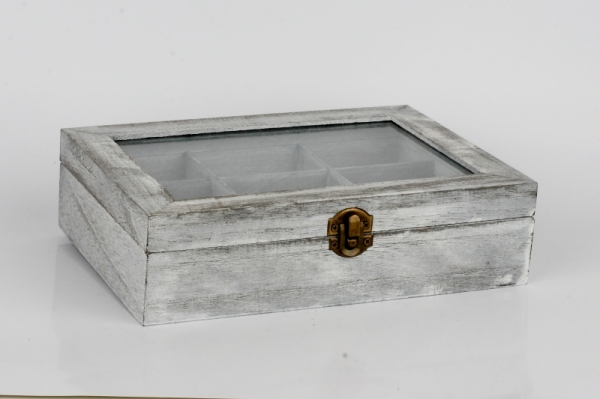 Drevená krabička s patinou na čaju 24x17x6cm