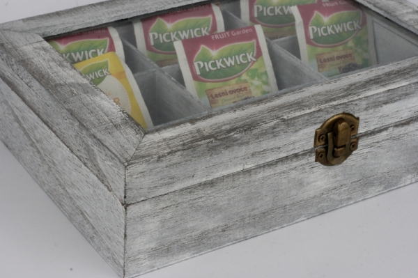 Drevená krabička s patinou na čaju 24x17x6cm