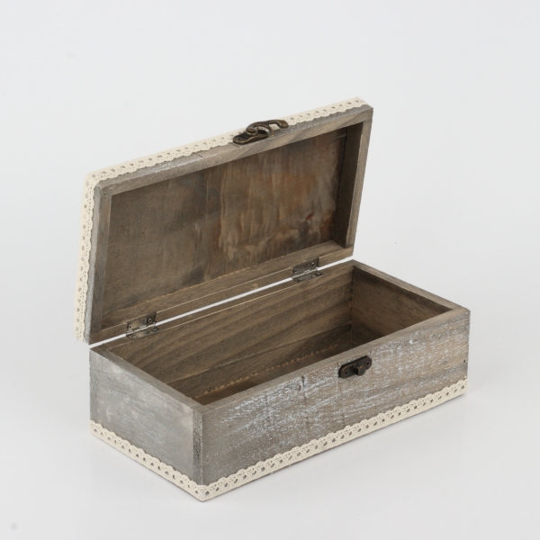 Drevená krabička s textilným vekom HOME 24x8,5x12,5cm