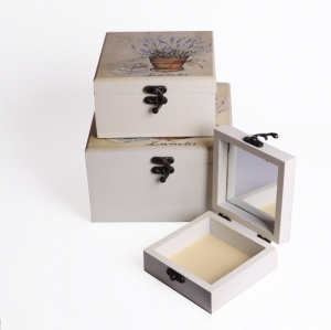 Drevená krabička/šperkovnice Lavender sada 3ks