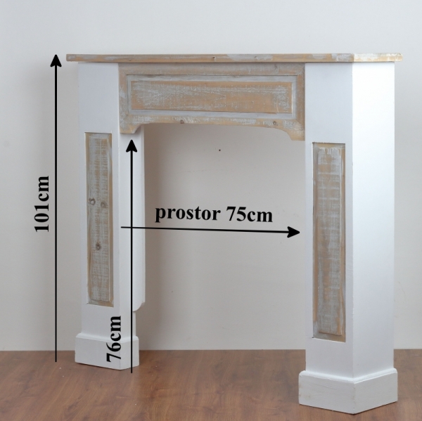 Drevená krbová římsa s prírodnou doskou 115x100x23cm