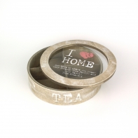 Drevená guľatá krabička na čaj 19cm