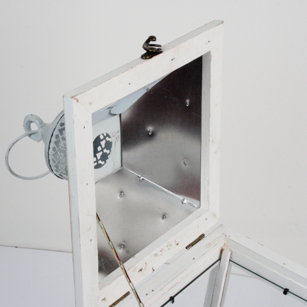 Dřevěná vojtěška bílá s kovovou stříškou 51cm