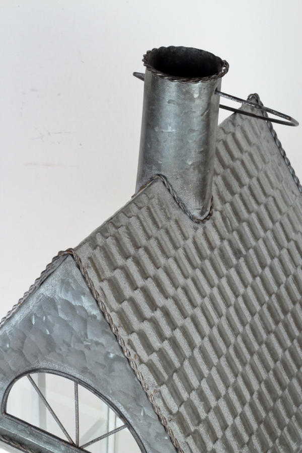 Drevená lucerna biely domček 45cm