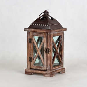 Drevená lucerna hnedá 32cm