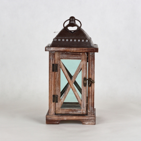 Drevená lucerna hnedá 32cm