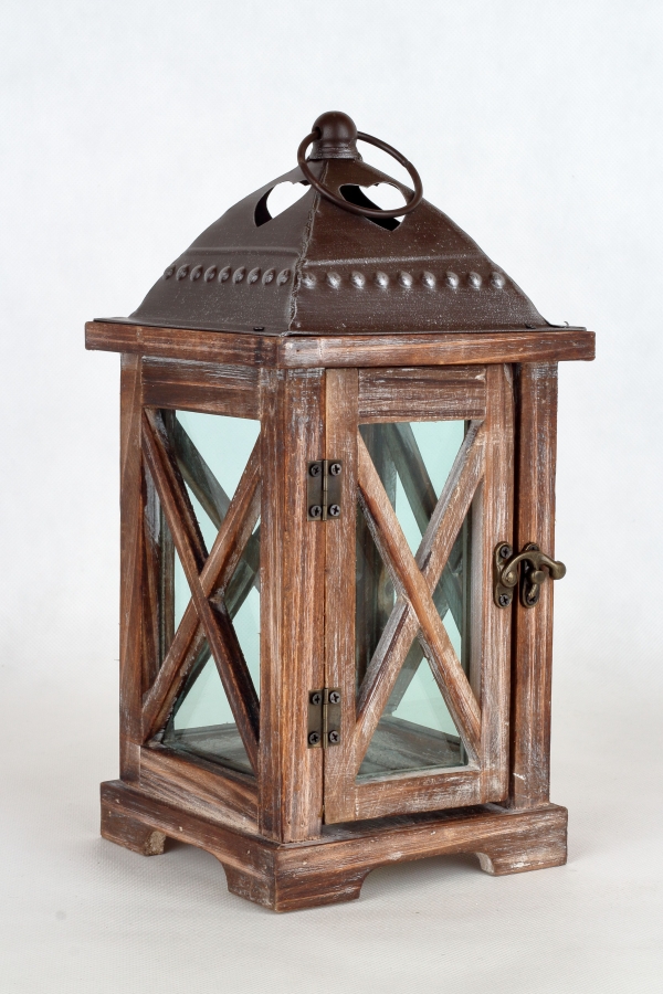 Drevená lucerna hnedá 32cm