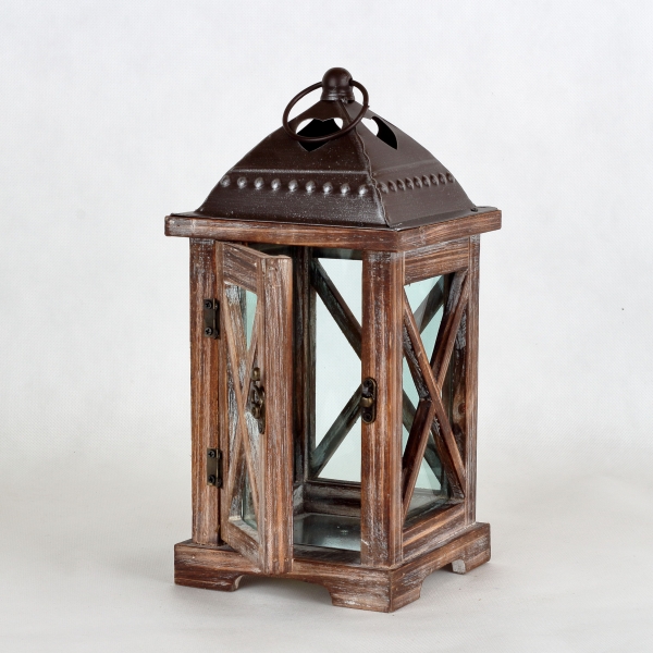 Drevená lucerna hnedá 32cm