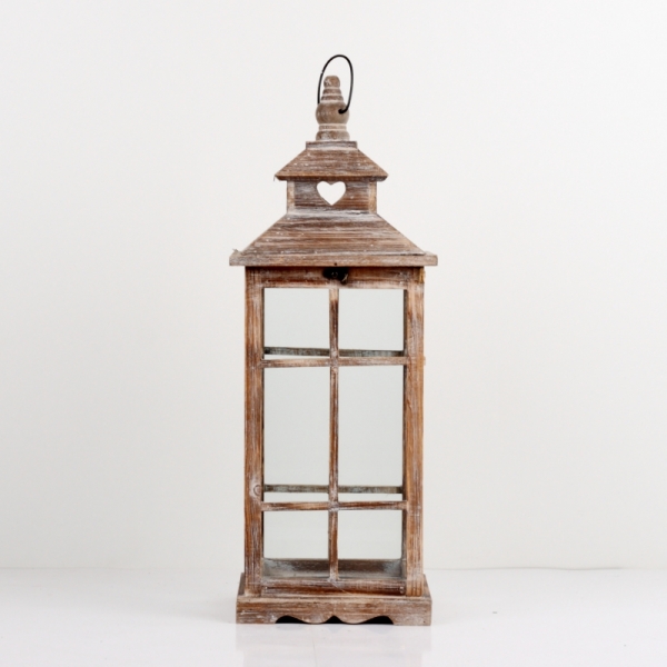 Drevená lucerna hnedá s patinou 59cm