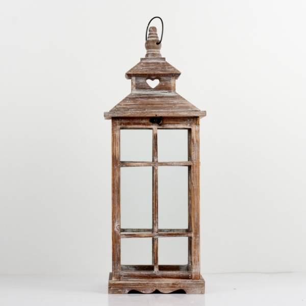 Drevená lucerna hnedá s patinou 59cm