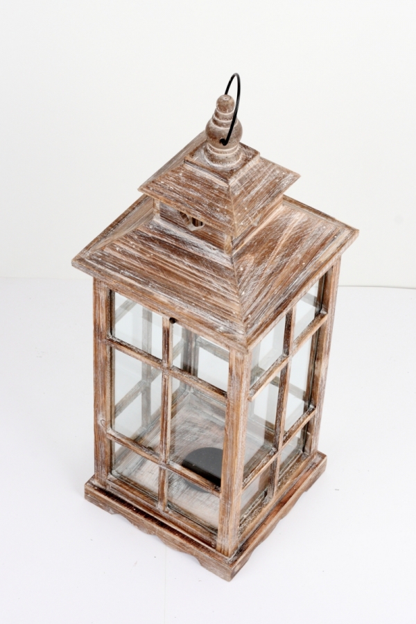 Drevená lucerna hnedá s patinou 59cm