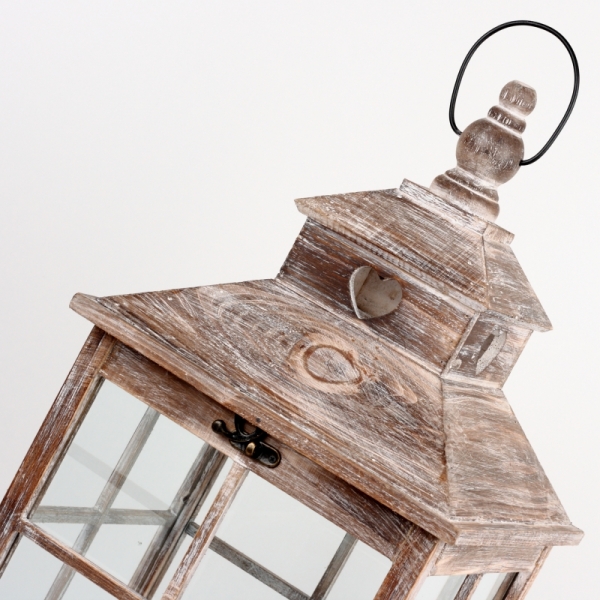 Drevená lucerna hnedá s patinou 92cm XXL