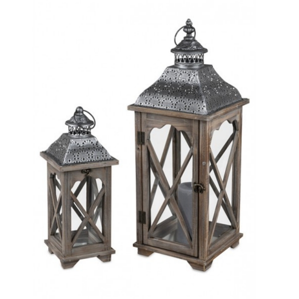 Drevený lampáš na sviečku 40cm