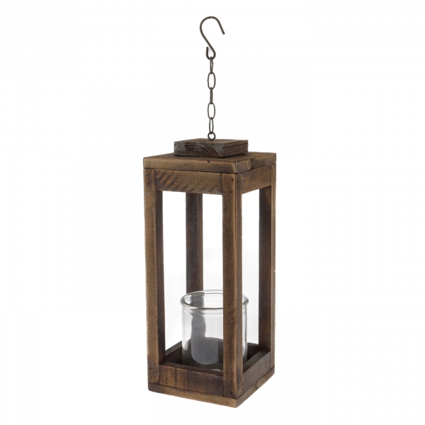 Drevený lampáš pod pergolu