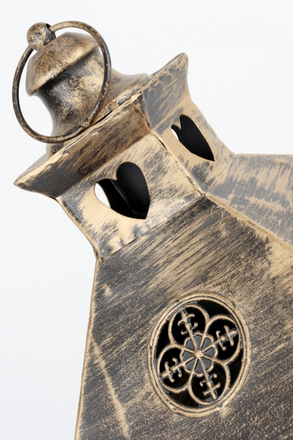 Drevená lucerna s kovovou strechou 81cm