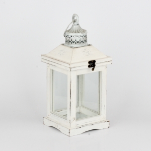 Dřevěná lucerna s kovovou stříškou 37cm