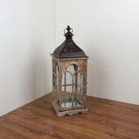 Drevená lucerna s kovovou strieškou 58cm