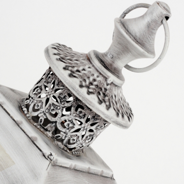 Drevená lucerna so sivou patinou 52cm