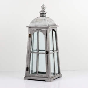 Drevená lucerna so sivou patinou 75cm