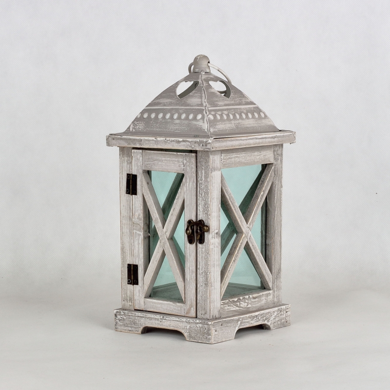 Drevená lucerna šedá 32cm