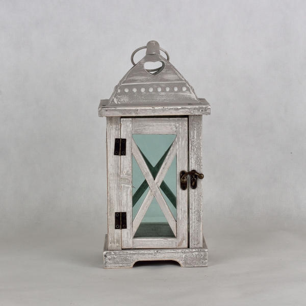 Drevená lucerna šedá 32cm