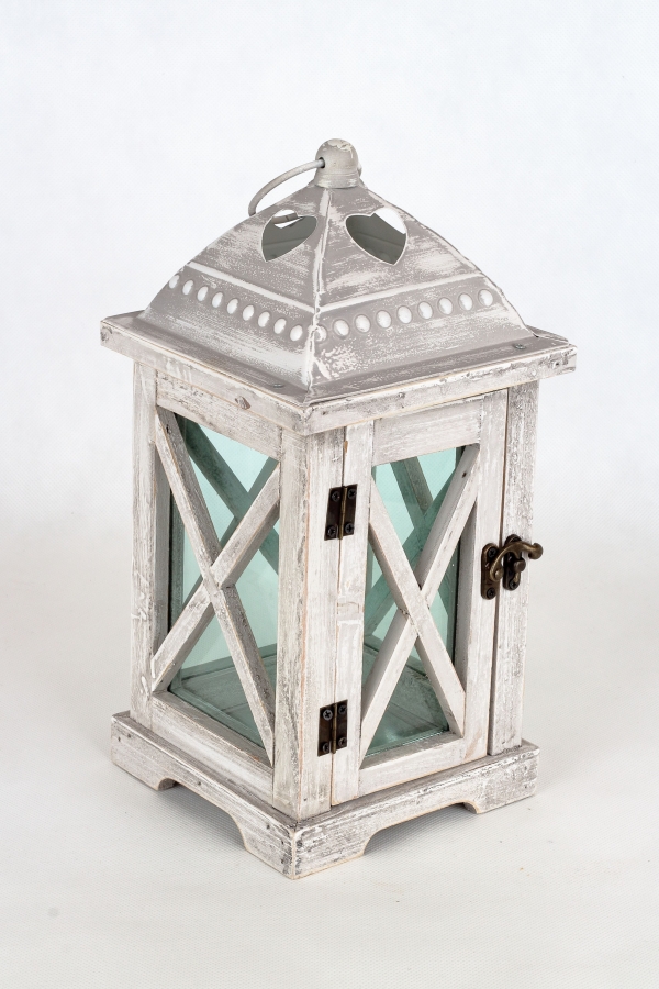 Drevená lucerna šedá 32cm