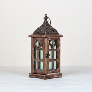 Drevená lucerna tmavá 39cm