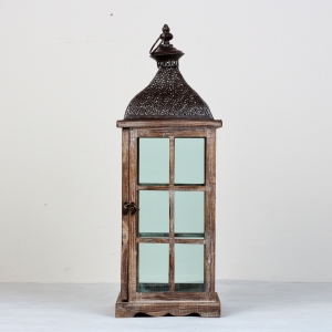 Drevená lucerna tmavá 60cm