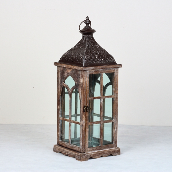 Drevená lucerna tmavá 60cm