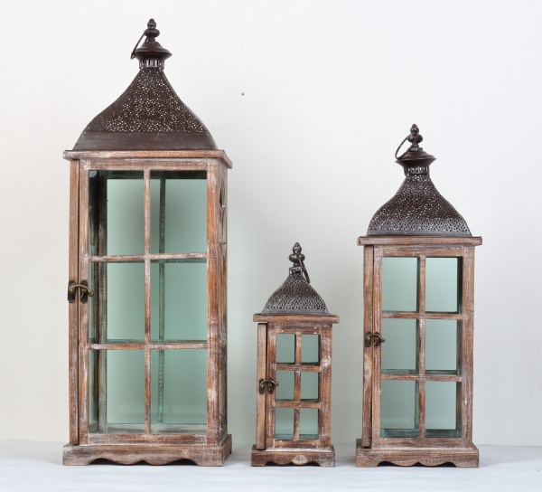 Drevená lucerna tmavá 60cm