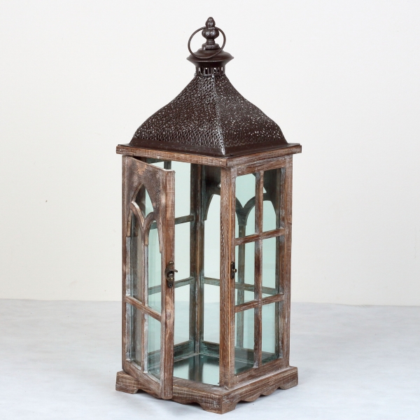 Drevená lucerna tmavá 60cm