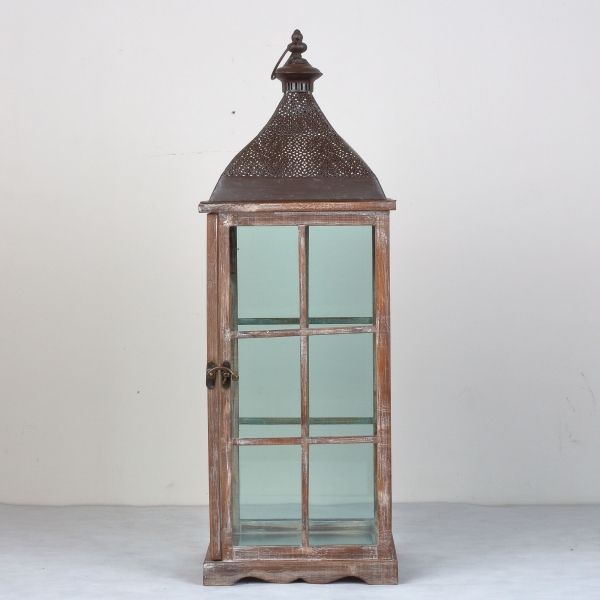 Drevená lucerna tmavá 79cm